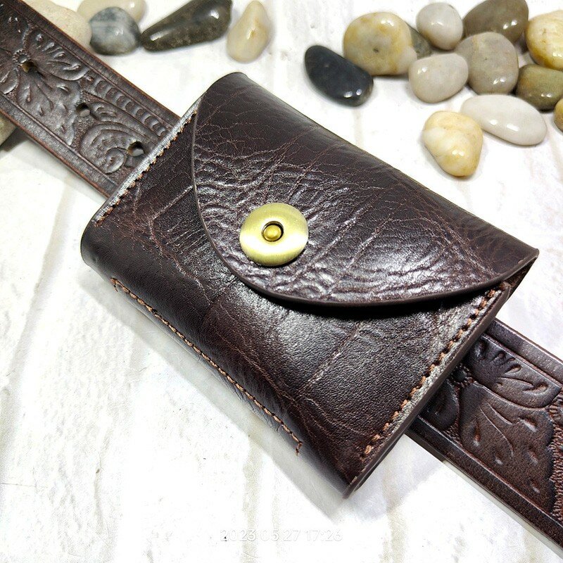 Blongk Mini Waist Bag Thin Belt Pack  Genuine Leather Small Fanny-Pouch Card Holder Car Key Case Wallet Coin Purse Men 3618