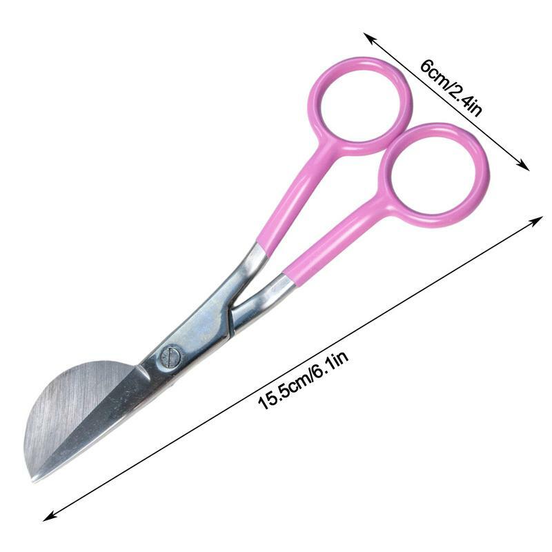 กรรไกรตัดขนเป็ดแบบมีขอบที่จับแบบมีมุมกรรไกรแบบตัดผ้ามีดโค้งงอคู่สำหรับตัดด้าย