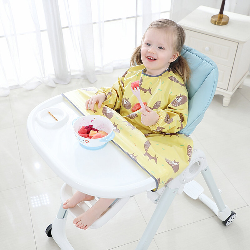 Eating Artifact Baby Anti-Dirty Water Integrated Bib Pad Dining Table Chair Baby Long Sleeve Coverall Self-Eating