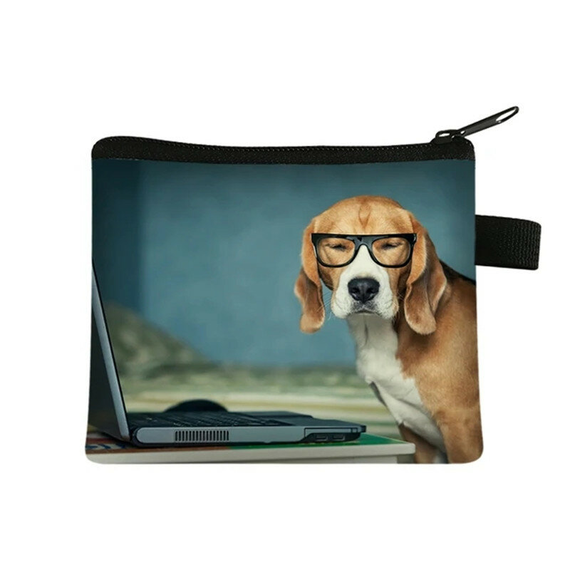 女性のためのかわいい犬の財布、金色の再利用可能なラブラドール、ポメラニアン、イヤホンホルダー、衛生ナプキンバッグ、クレジットカード財布