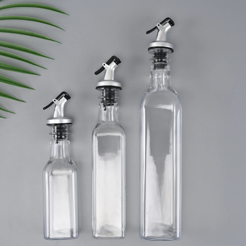 Botella de aceite de oliva transparente, recipiente de plástico a prueba de fugas para condimentos de cocina, salsa de soja, vinagre, 150ML/250ML/500ML