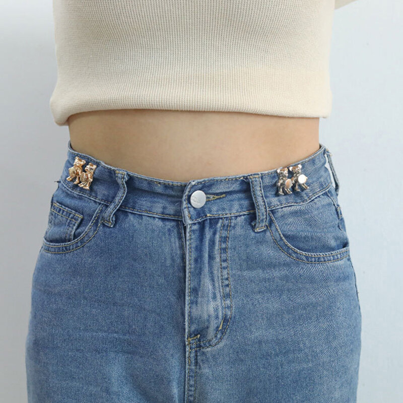Urso bonito cintura fivela destacável pant clip, cintura ajustável apertador, sem costura necessária, Jeans acessórios