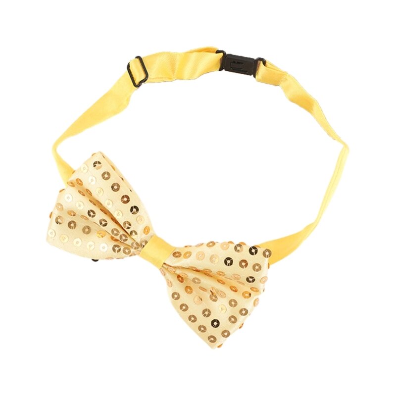 Предварительно завязанный галстук-бабочка унисекс с регулируемым ремешком, дизайн с блестящими пайетками и бантом, галстуки для