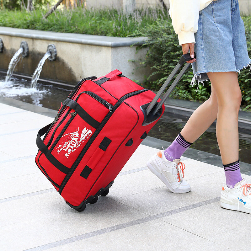 กระเป๋ารถเข็นมีล้อขนาดใหญ่กระเป๋าล้อลากกระเป๋า kopor perjalanan กระเป๋าเดินทางกันน้ำอ็อกซ์ฟอร์ดกระเป๋าเดินทางแบบลาก