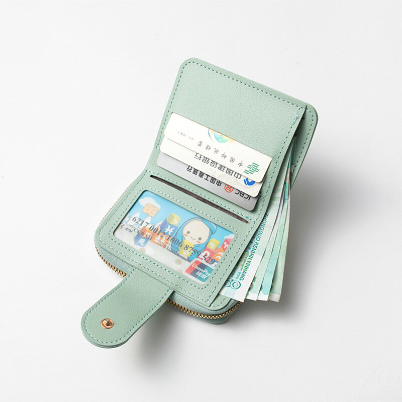 Mode kurze Schnapp karten halter Brieftasche einfarbige Frauen Geldbörse Multi-Card-Steckplatz Mini Cash Bag weibliche Reiß verschluss Brieftaschen Geldbörse