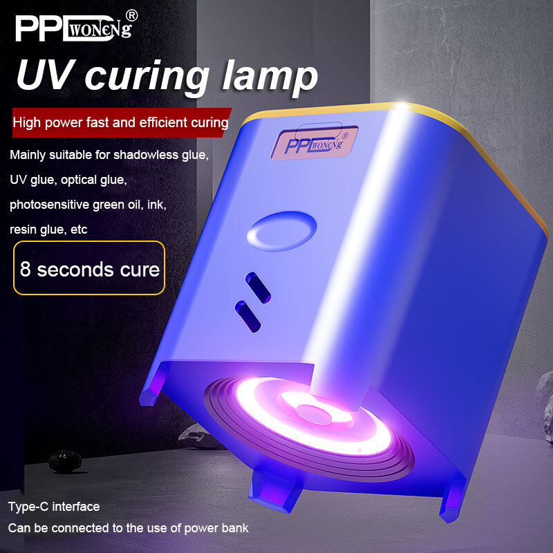 PPD Intelligent High Power UV Glue Fast Cura Lâmpada Óleo Verde Shadowless Glue Cura Luz Com Função De Tempo Para Reparação Do Telefone