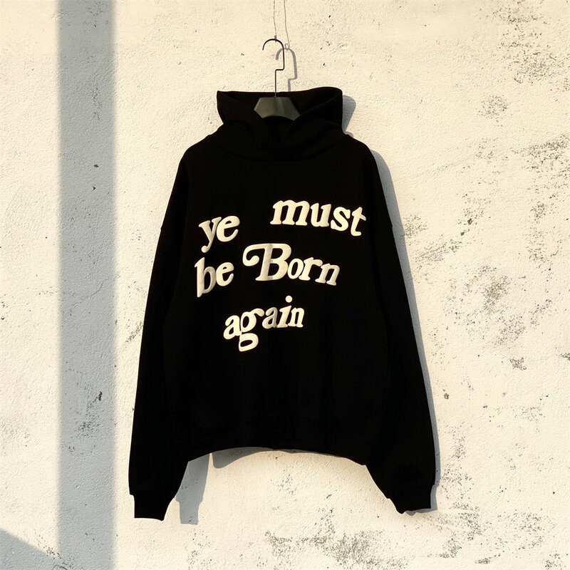 CPFM-Sudadera con capucha para hombre, suéter con bolsillo impreso de espuma, estilo Hip Hop, ropa de calle Harajuku, XYZ Ye Must Be Born Again, 2022