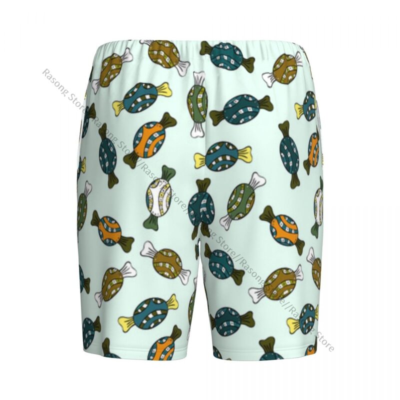 Мужские короткие штаны для сна, яркие милые Мужские пижамные штаны с изображением конфет, одежда для сна