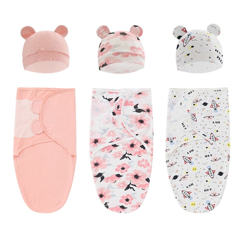 Set Pakaian Topi Selimut Bedong Bayi Pembungkus Tidur Lembut Bayi Baru Lahir