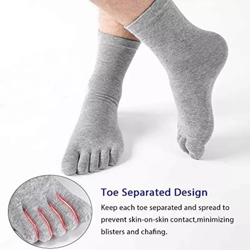 10Pcs Cotton Five-finger Socks Comfortable Business Men's Toe Socks Sports Running Crew Breathable Sweat Deodorant Sock Male