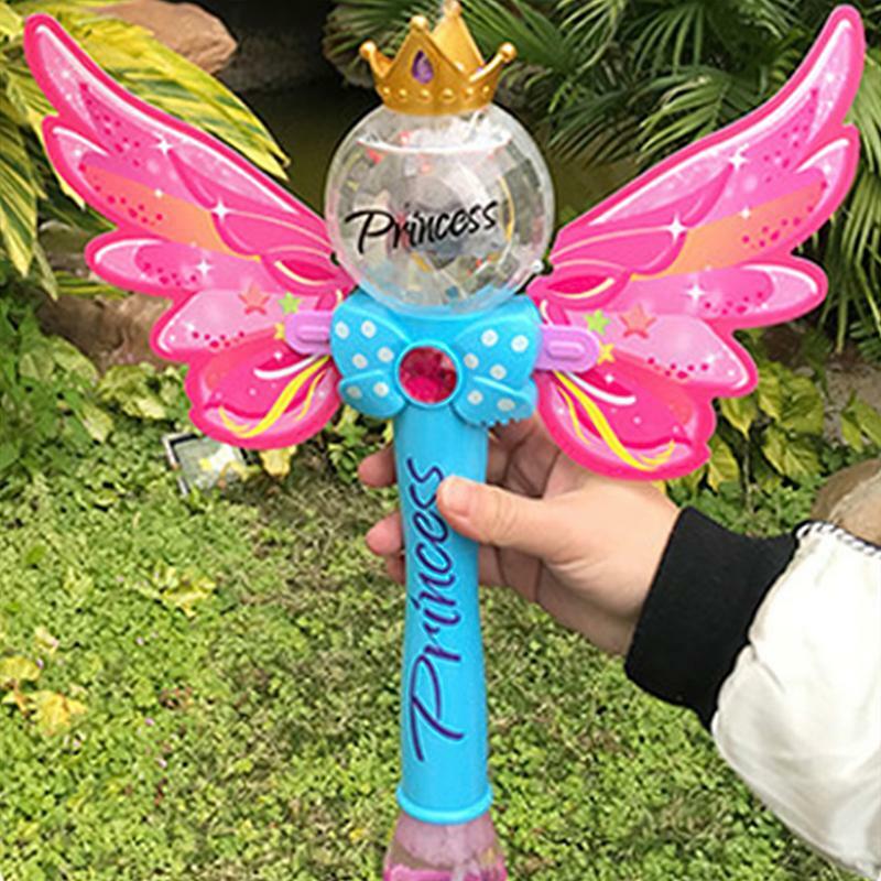 Волшебная палочка, светящаяся волшебная палочка, уличные Игрушки для маленьких девочек, принцесса, корона, электрическая Пузырьковая машина, подарки для девочек