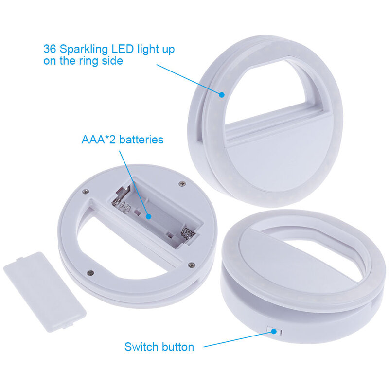 Selfie Ring Licht Mini Clip AA Batterie 3 Modi Verbesserung Fotografie Schönheit Lampe Lichter für IPhone Samsung Huawei Smartphone