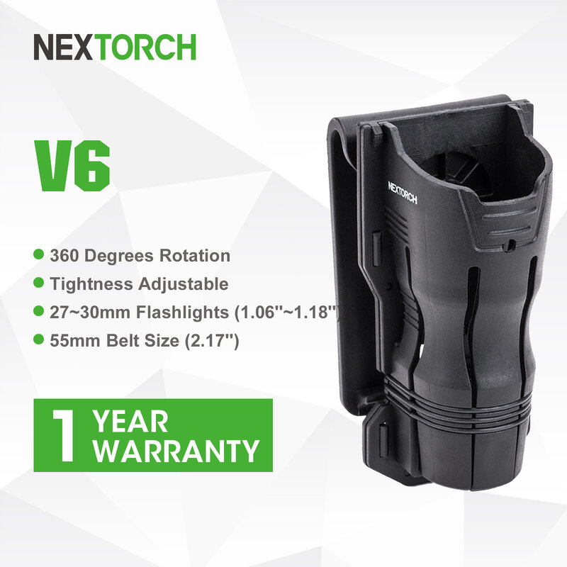 Nextorch Tactical Flashlight Holster Holder with Lever Side Lock System Durable 360° Rotation Torch Pouch for 1.06"~1.18" Torch