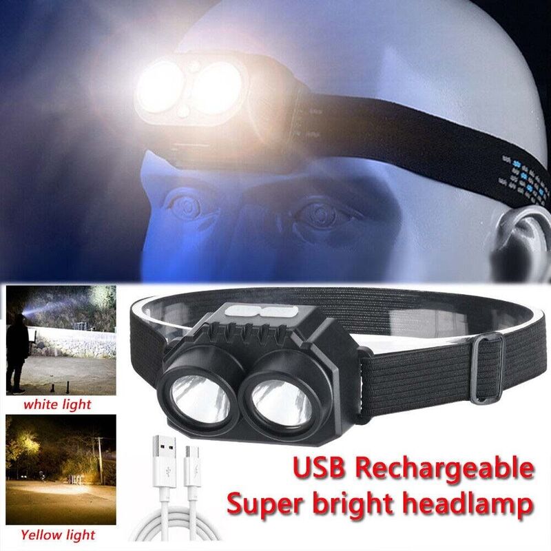 Bright LED Headlamp Portable Waterproof Rechargeable Work Flashlight High Power Wearable Head Torch Outdoor