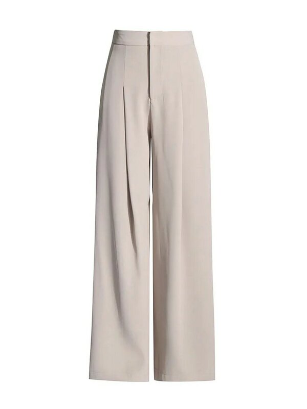 BPN-Blazer taille haute et pantalon large pour femme, col en V, manches longues, monochromatique, tempérament élégant, mode féminine, ensembles 2 pièces