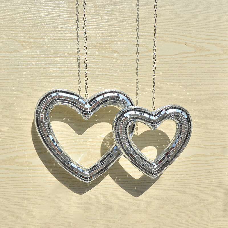 Mirror Disco Ball Cut-out Love Heart Reflective Atmosphere Ornament Party Pendant