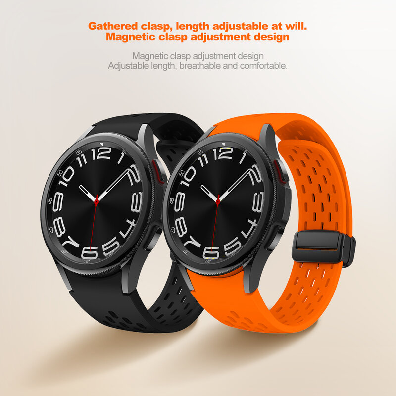 Tali silikon untuk Samsung Galaxy Watch 6, tali silikon untuk Samsung Galaxy Watch 6 5 4 40mm 44mm 5Pro 45mm gesper magnetik gelang 6 klasik 43mm 47mm tanpa celah 42mm