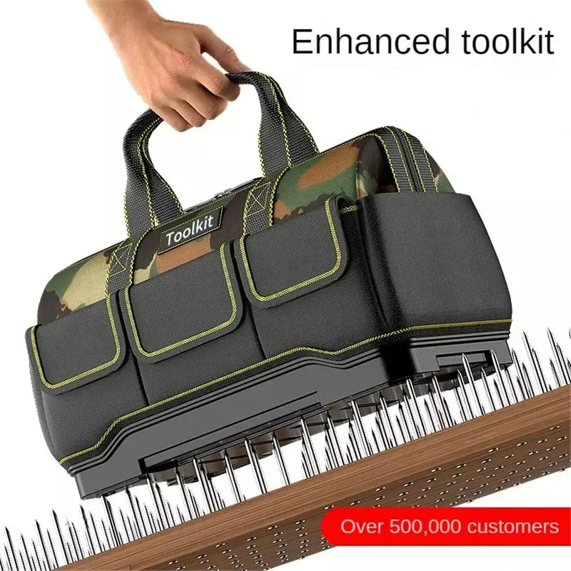 Bolsa de herramientas de camuflaje con correa de hombro inferior de plástico, múltiples bolsillos, organizador de almacenamiento de herramientas para electricista
