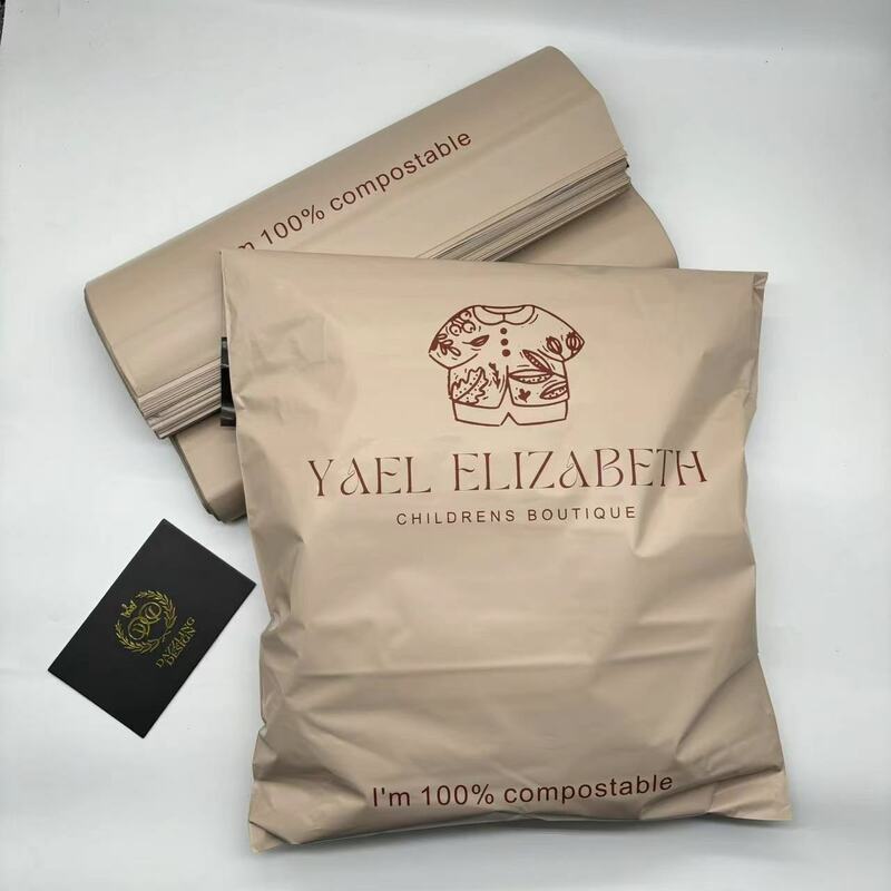 Bolsas de envío biodegradables para ropa, Impresión de logotipo personalizado, paquete expreso de polietileno, color Nude