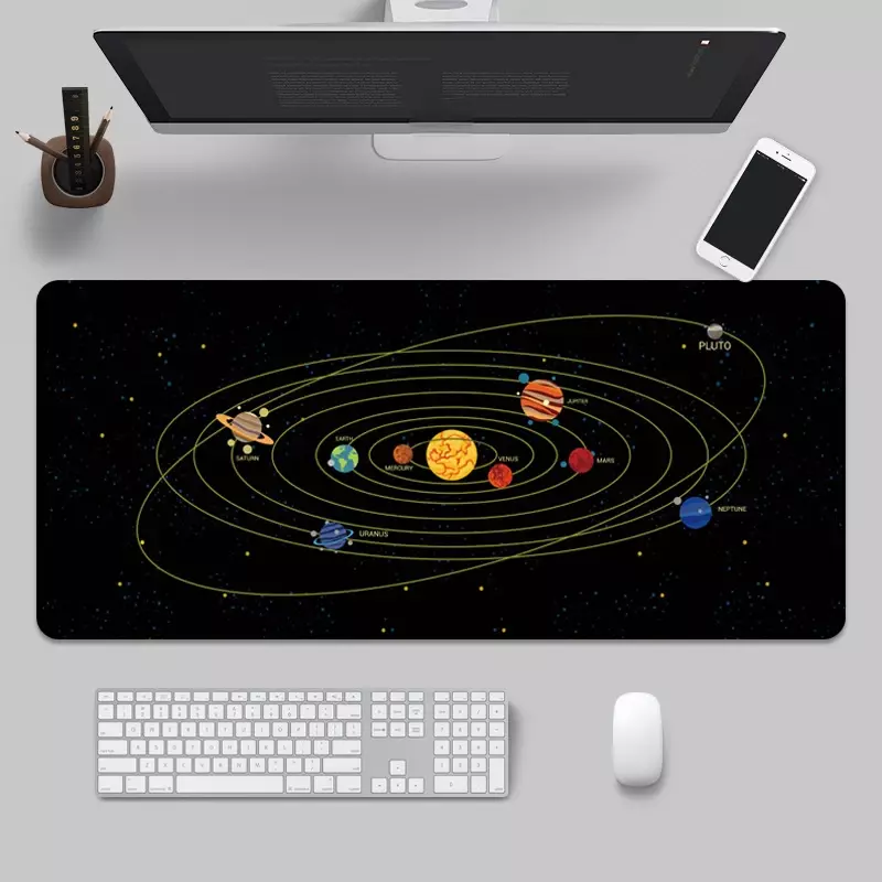 Alfombrilla de ratón para juegos Space Planet, superficie de teclado de goma grande para ordenador, antideslizante, borde de bloqueo