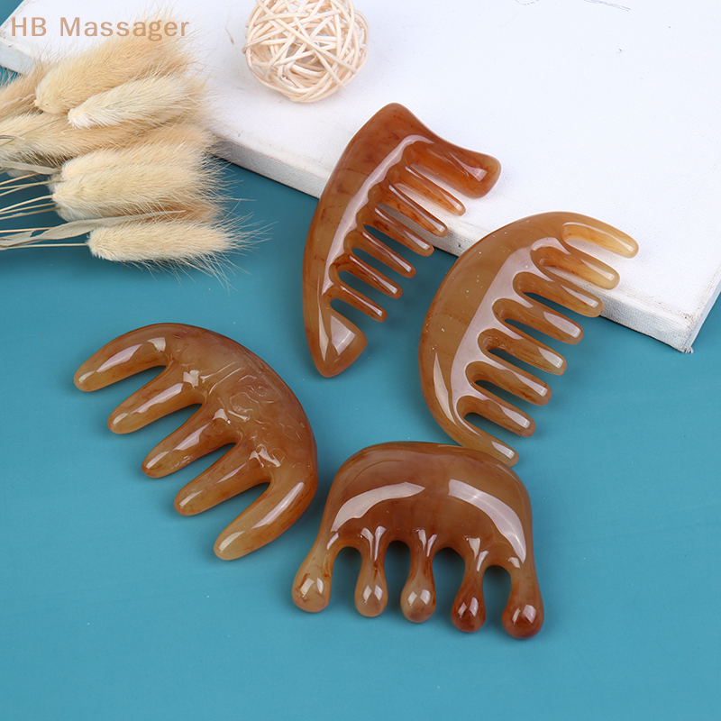 1×Natural Ox Horn Pocket Comb Wide Toothed Comb SPA Massage Brush Hair Care Tool