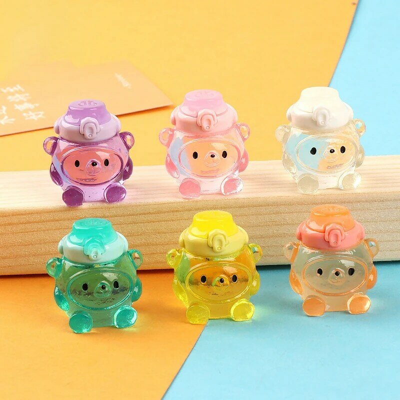 Diy Luminous Bear Cup Bottle Resin Accessories Embellishment For Crafting Material Jewelry Charms Pendant Supply Arts Decoration