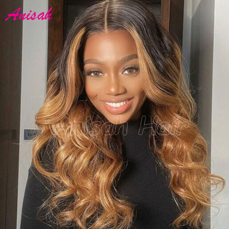 Ombre Brown Color 13*4 Lace Front Human Hair Wigs Body Wave Brazilian Remy Human Hair Gluelss Wigs Human Hair for Women