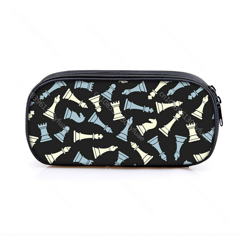 Chess Player Game Print Cosmetic Case Chess Pencil Bag Checkmate Pencil Box Stationary Bag Travel Organizer School Case Supplies
