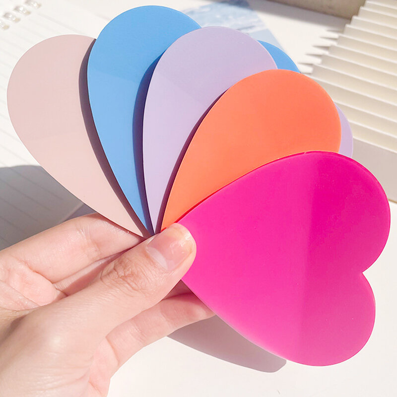 Korean Love Heart Translucent Sticky Notes Waterproof Transparent Memo Pads Post Notepads Stationery Index Book Tab Planner List