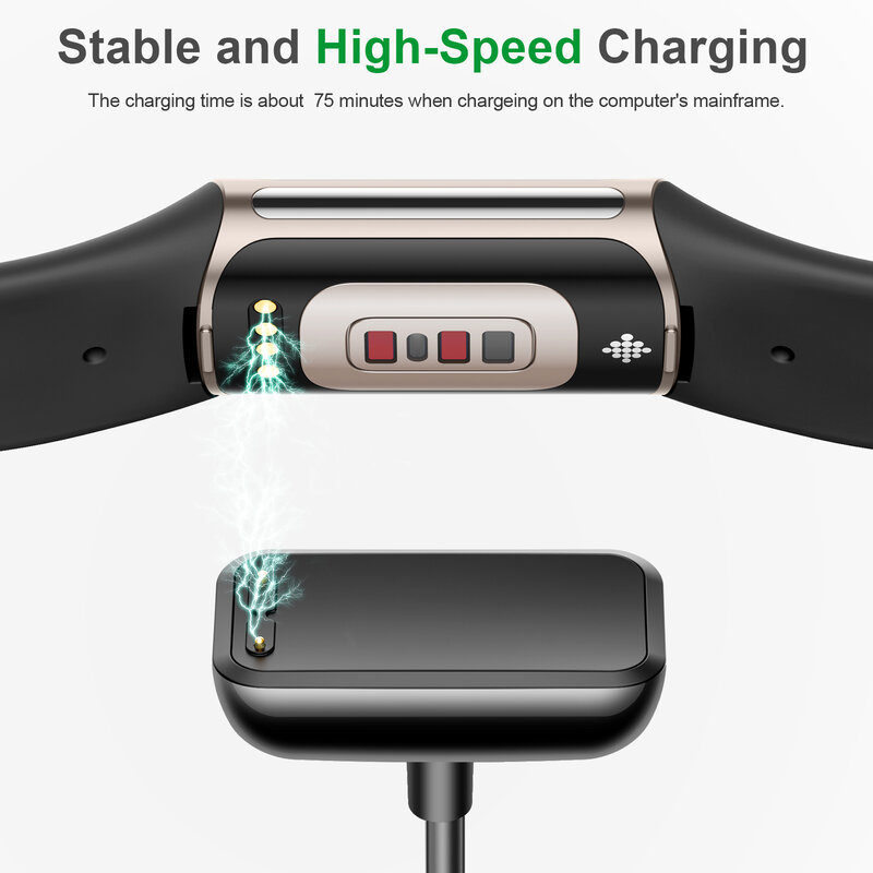 Pengisi Daya USB 100Cm/50Cm untuk Kabel Pengisi Daya Fitbit Charge 5 untuk Dok Pengisi Daya Pengisi Daya USB Luxe Fitbit dengan Fungsi Atur Ulang