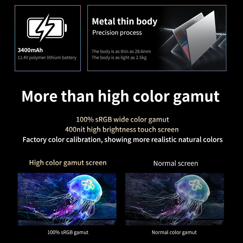 Intel Core i7 10750H Dual Screen Laptop 16 Inch (14 Inch Touch Screen) Gaming Laptop Notebook Computer DDR4 Windows 10 11 Pro