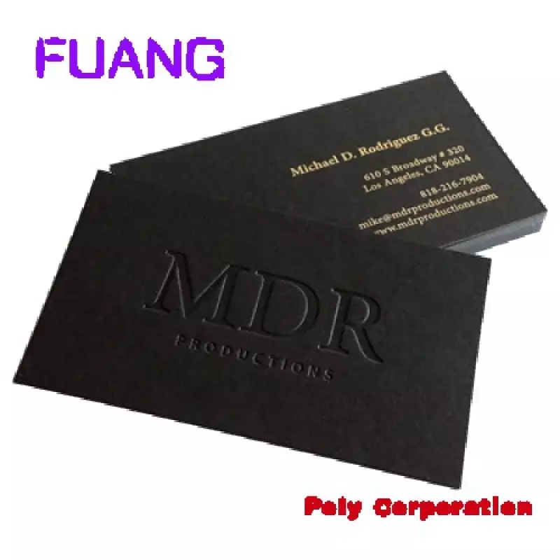 Custom  Custom Logo Luxury Black Gold Foil Recycled Visiting Business Card Printing With Golden Border / Edge