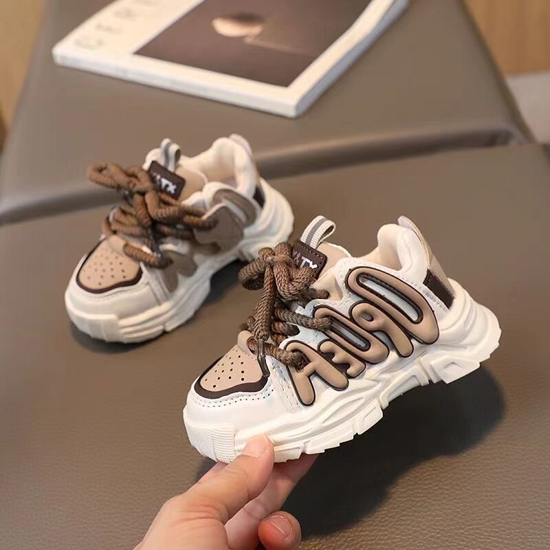 Sepatu lari anak bayi Chunky, sneaker olahraga kasual bernafas warna polos anak laki-laki dan balita 2024