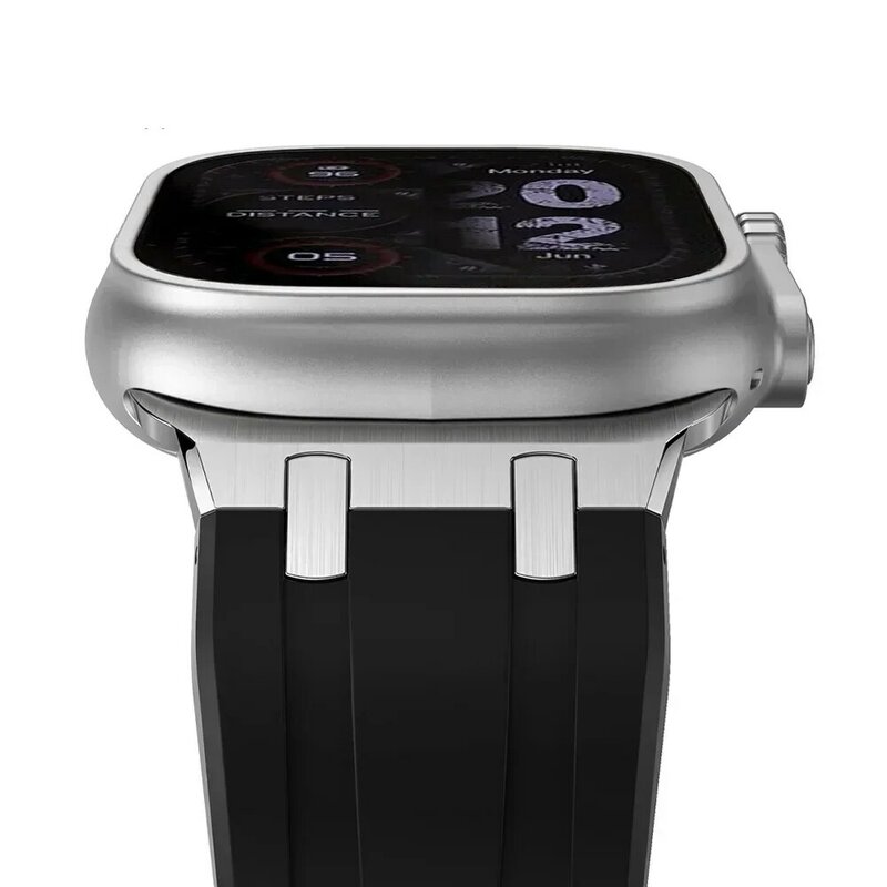 Correa de silicona suave para Apple Watch, pulsera de goma para iWatch 2, 1, 49mm, Series 9, 8, 7, 41, 45mm, 6, 5, 4, se, 42mm, 44mm, para hombre