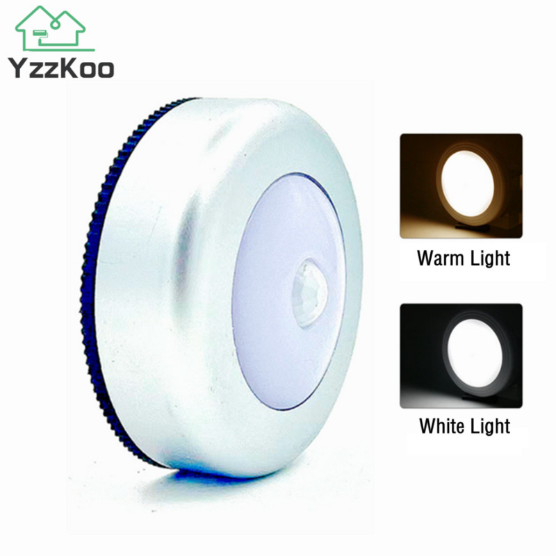 Wireless Round Motion Sensor LED Night Light Battery Powered Cabinet Night Lamp Bedside Lights For Bedroom Home Closet Lighting