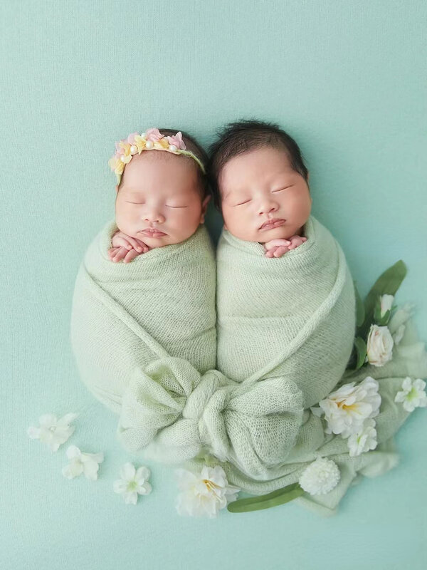 Puntelli per fotografia neonato avvolgimenti per bambini Studio fotografico coperta sfondo tessuto elastico lavorato a maglia Mohair