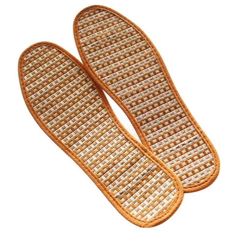 Plantillas unisex transpirables antibacterianas de carbón de bambú, almohadillas para zapatos tejidas a mano, 1 par