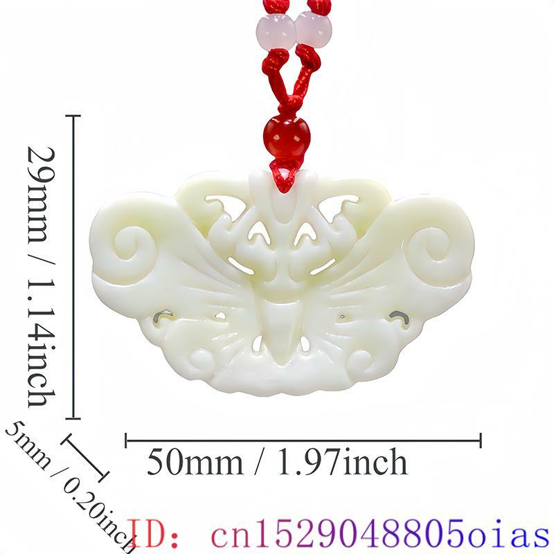 White Natural Real Jade Butterfly Pendant Necklace Gemstones Designer Charm Fashion Luxury Accessories Chinese Amulet Talismans