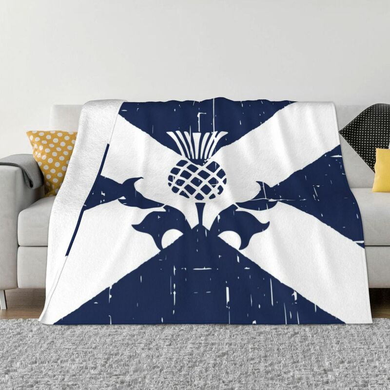 Saltire Scottish Flag and Scottish Thistle Throw Blanket Custom Blanket Summer Blanket Loose Blanket Travel Blanket