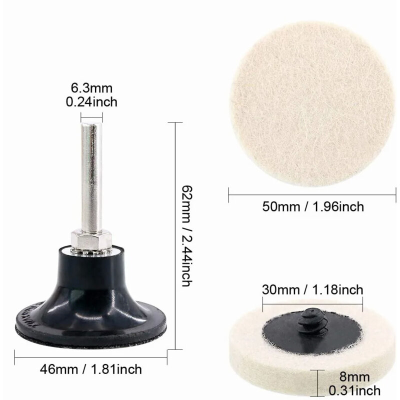 12Pcs 50mm Wool Felt Fabric  Disc 2" Polishing Buffing Pads Wheels for Roloc spinning and 1 piece of back-up holder