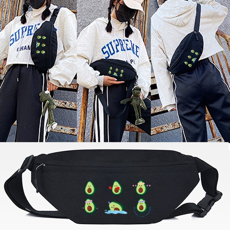 Waist Bag Men Women 2023 Fashion Phone Chest Packs Avocado with Wings Printing Casual Small Bag for Traveling Running Sport Bags