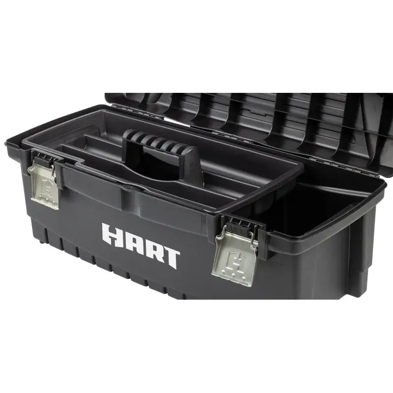 HART 26" Toolbox, Resin Tool Storage and Organization, Black with Blue Accents