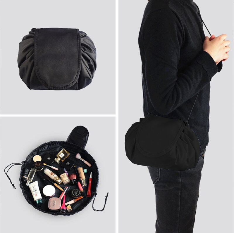 กระเป๋าสะพายไหล่จัดเก็บอุปกรณ์ใน tas kosmetik Tali Tarik สำหรับผู้หญิงกระเป๋าใส่เครื่องสำอางเวลาเดินทางกระเป๋าใส่เครื่องสำอางความจุมากพิมพ์ลายตัวอักษร