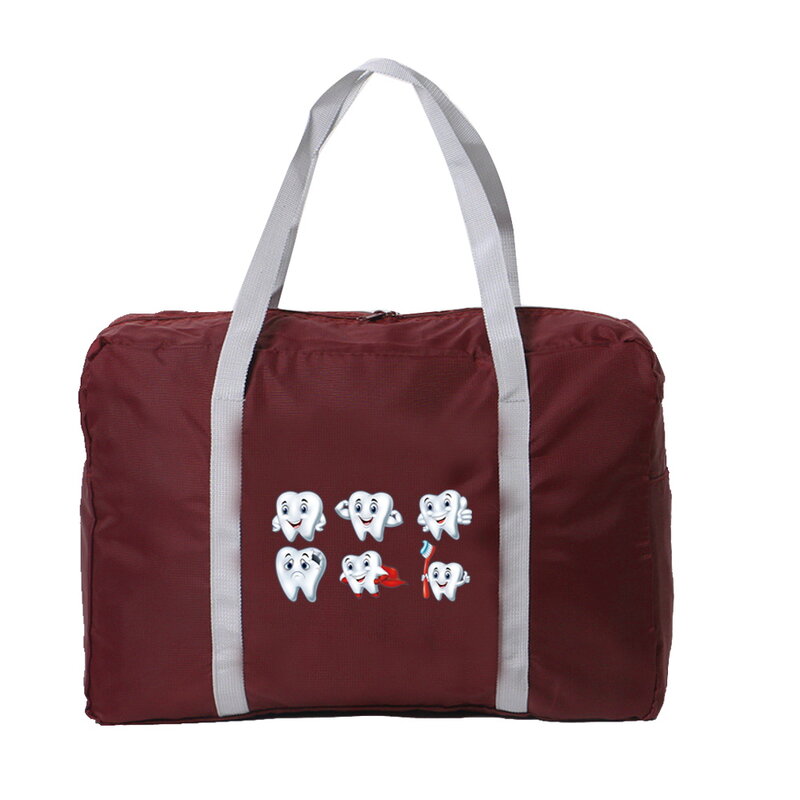 Складная дорожная сумка для женщин, водонепроницаемая Портативная сумка для хранения, вместительный дорожный аксессуар унисекс с узором в виде зубов