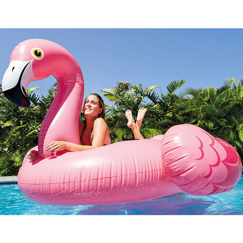 Montura flotante de flamenco rosa para niños, juegos de piscina inflables para la frente, Accesorios de playa para el verano
