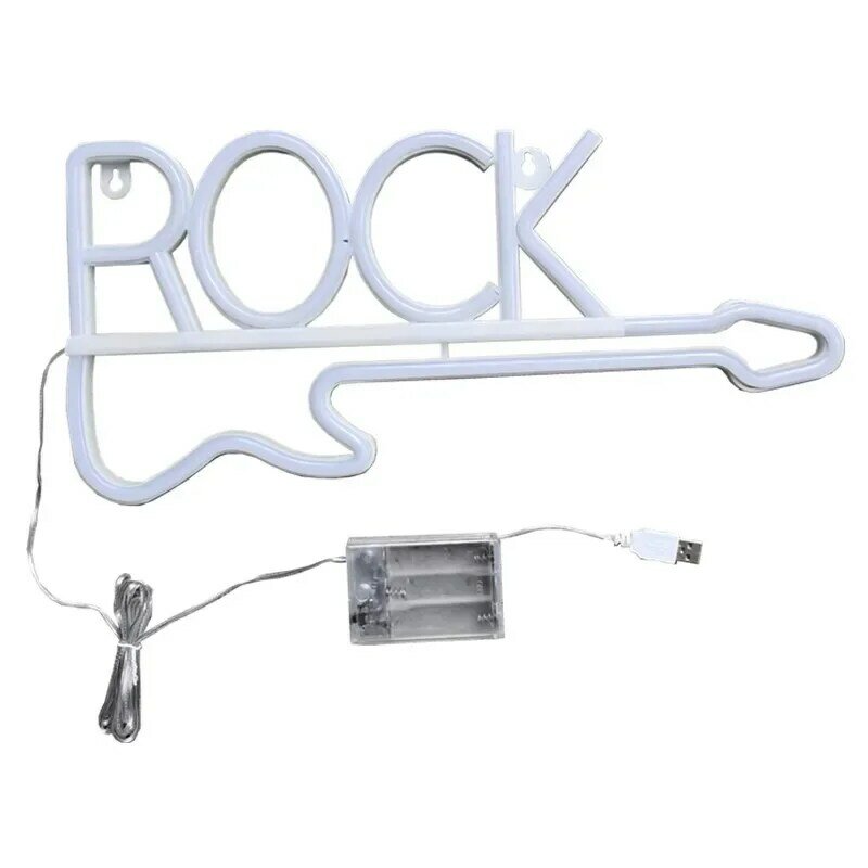 เพลงร็อคสัญญาณนีออนสัญญาณกีตาร์ป้ายนีออน LED เครื่องตกแต่งฝาผนัง USB สัญลักษณ์ศิลปะสำหรับห้องนอนปาร์ตี้ดนตรีร็อคสตูดิโอบาร์ดิสโก้ปาร์ตี้นีออน