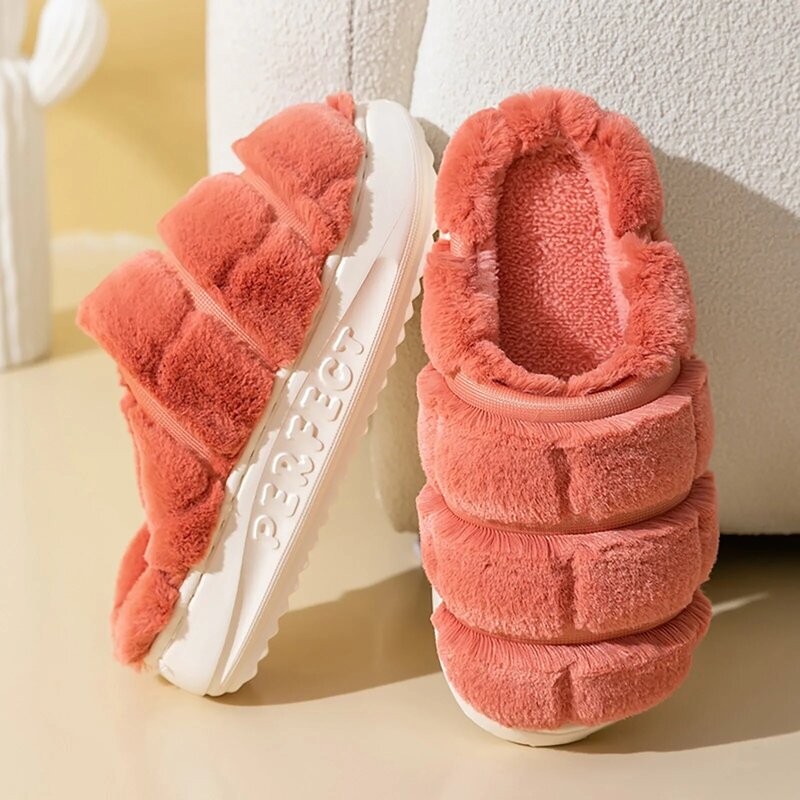 Katoenen Slippers Voor Vrouwen Zachte Dikke Bodem Warme Indoor Slippers Korte Harige Houden Warm Comfort Antislippers Voor Koppels