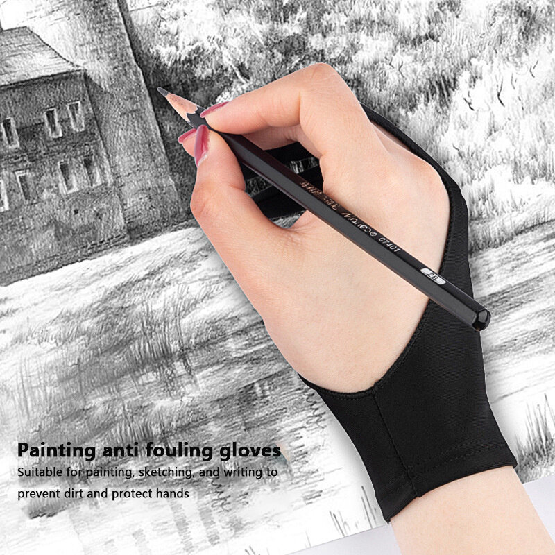 Palm Rejeição Lápis Luvas para Art Painting, Dois Dedo Pintura Tablet Pad, Luva de Caneta para Tablet, Universal