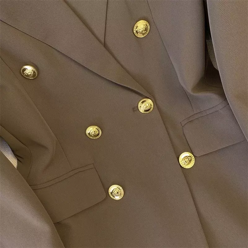 Manteau de costume à double boutonnage pour femme, grande veste professionnelle, monochromatique, printemps et automne, livraison gratuite