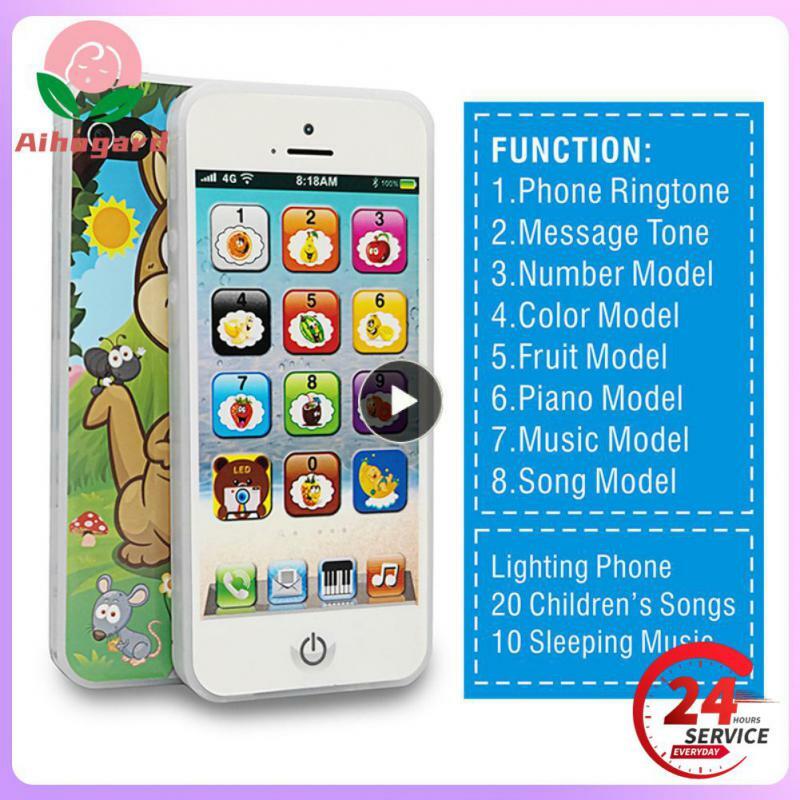 Mainan Telepon simulasi anak-anak, mesin pendidikan dini layar sentuh musik cahaya, telepon kartun Puzzle anak-anak
